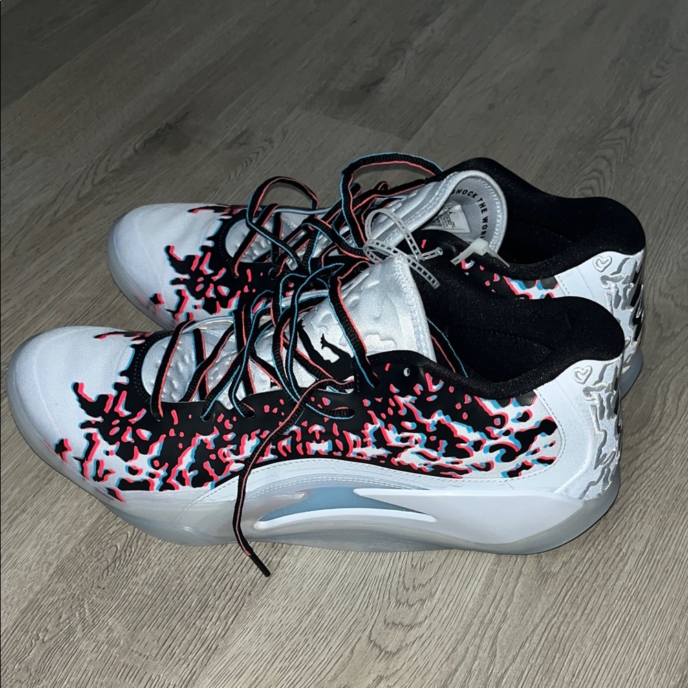 Jordan White and Black Sneakers with Red Accents